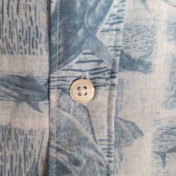 Huk KC Kona Stamped Shirt Men's Size Large Blue Button Up Fishing Outdoor Top - Picture 5 of 11